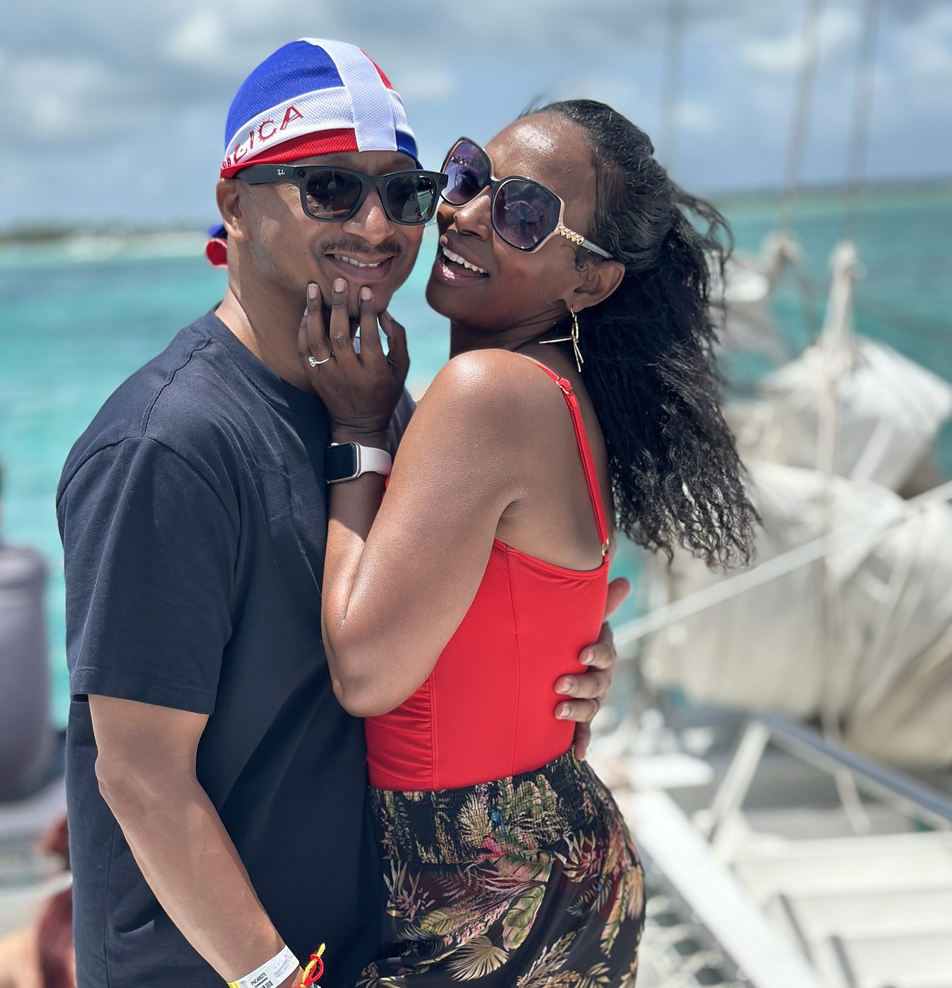 Couple on a boat in Jamaica