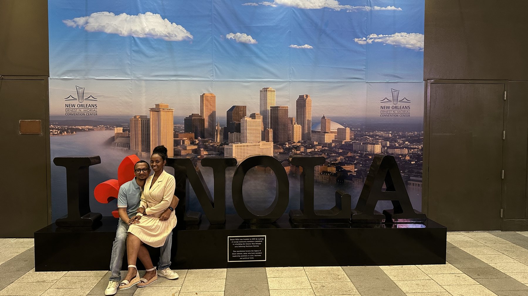 Herman and Rontunya at the I Love NOLA sign